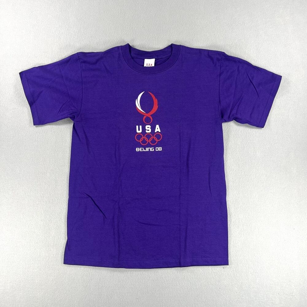 Vintage Y2K USA Olympics Beijing 2008 Purple/Red Dragon Graphic Mens Size Medium